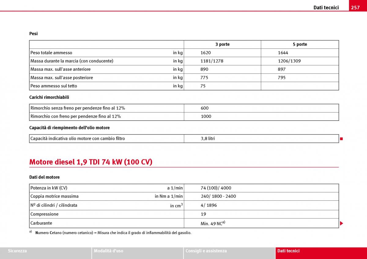 Seat Ibiza III 3 manuale del proprietario / page 259