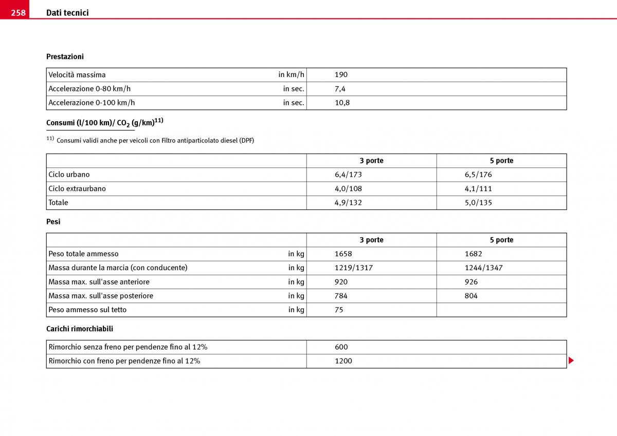 Seat Ibiza III 3 manuale del proprietario / page 260