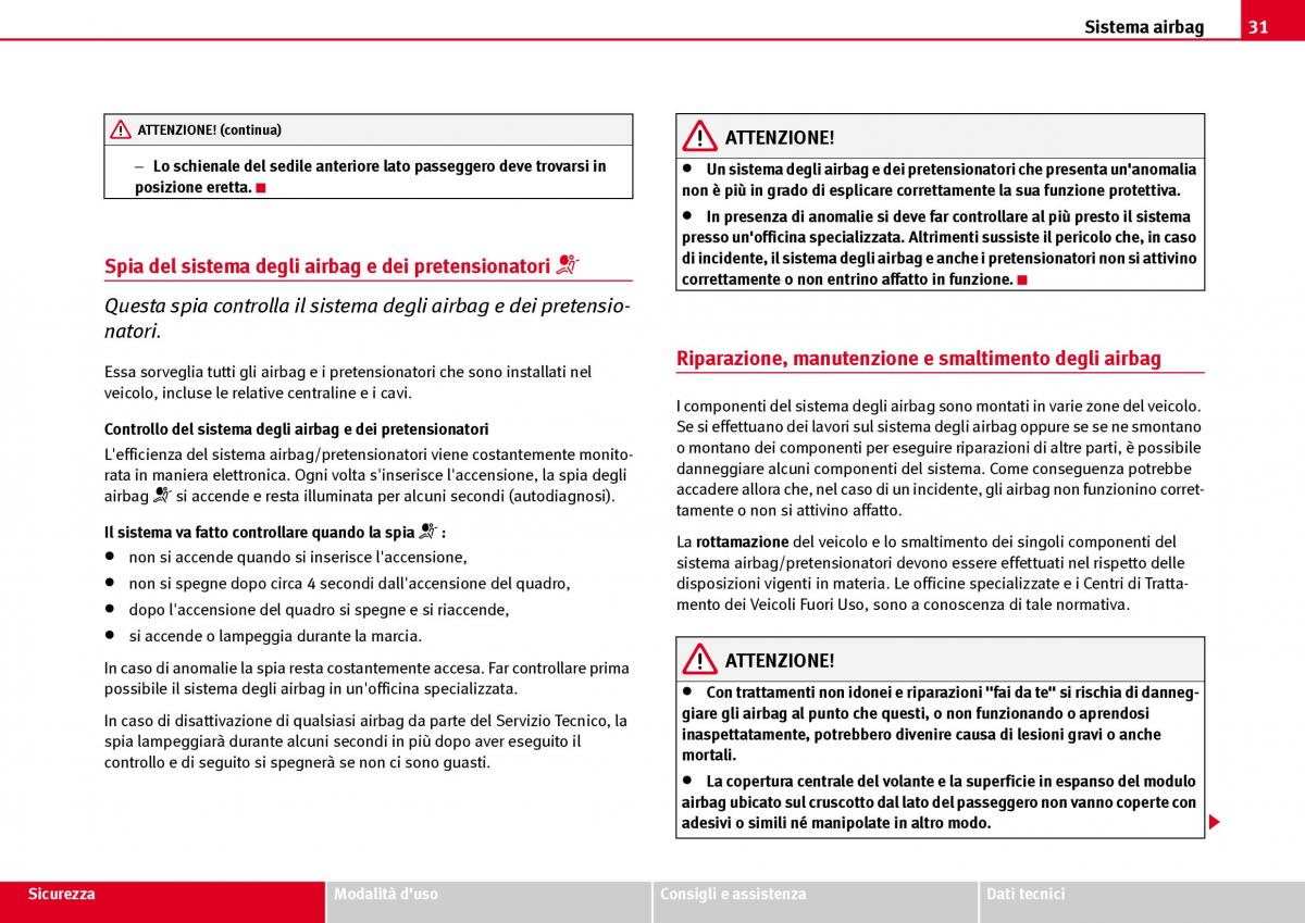 Seat Ibiza III 3 manuale del proprietario / page 33