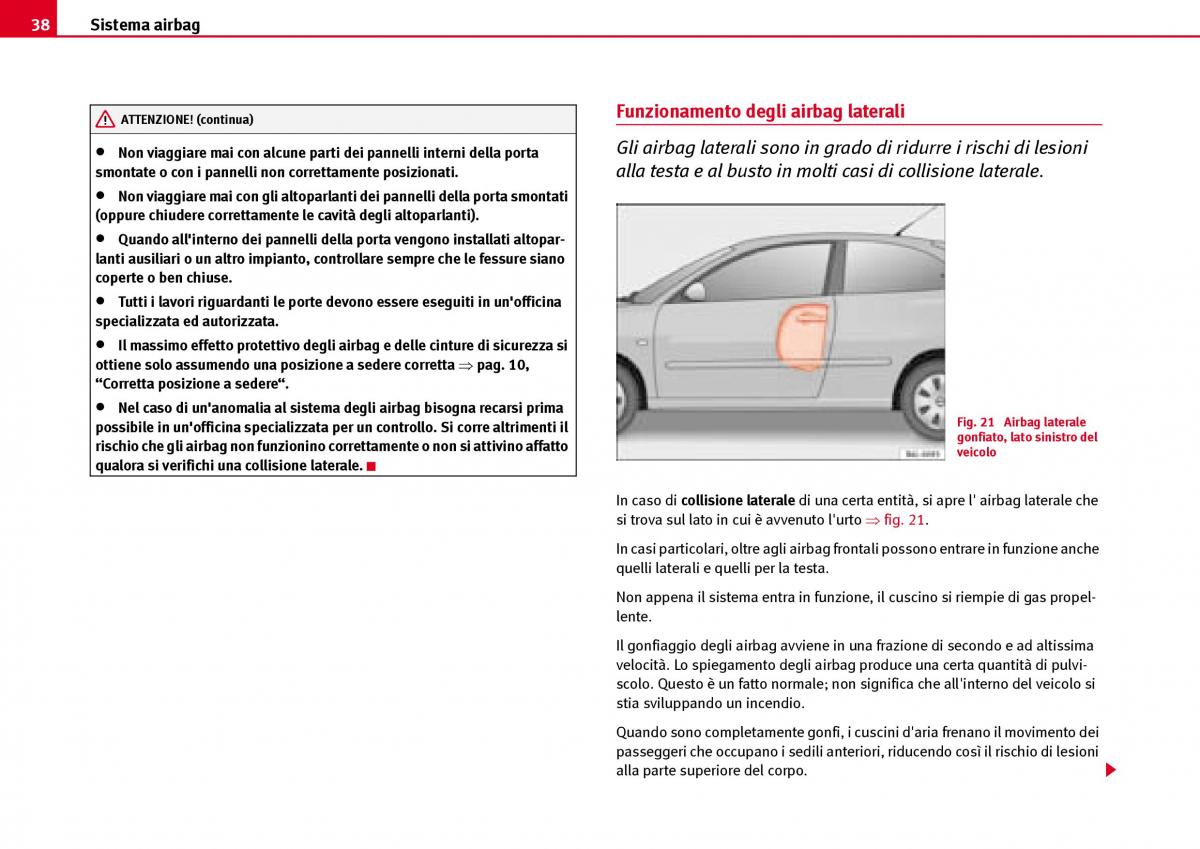 Seat Ibiza III 3 manuale del proprietario / page 40