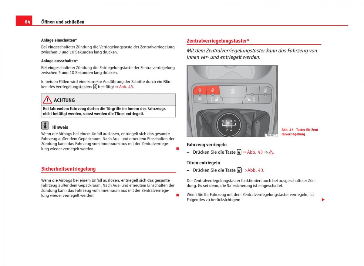 Seat Ibiza IV 4 Handbuch / page 86