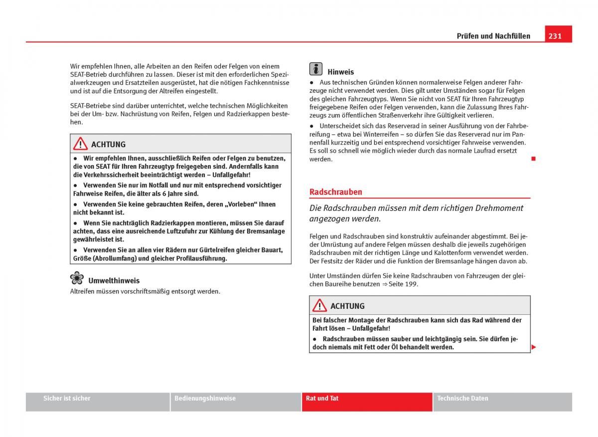 Seat Ibiza IV 4 Handbuch / page 233