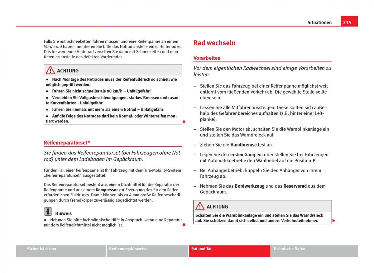 Seat Ibiza IV 4 Handbuch / page 237