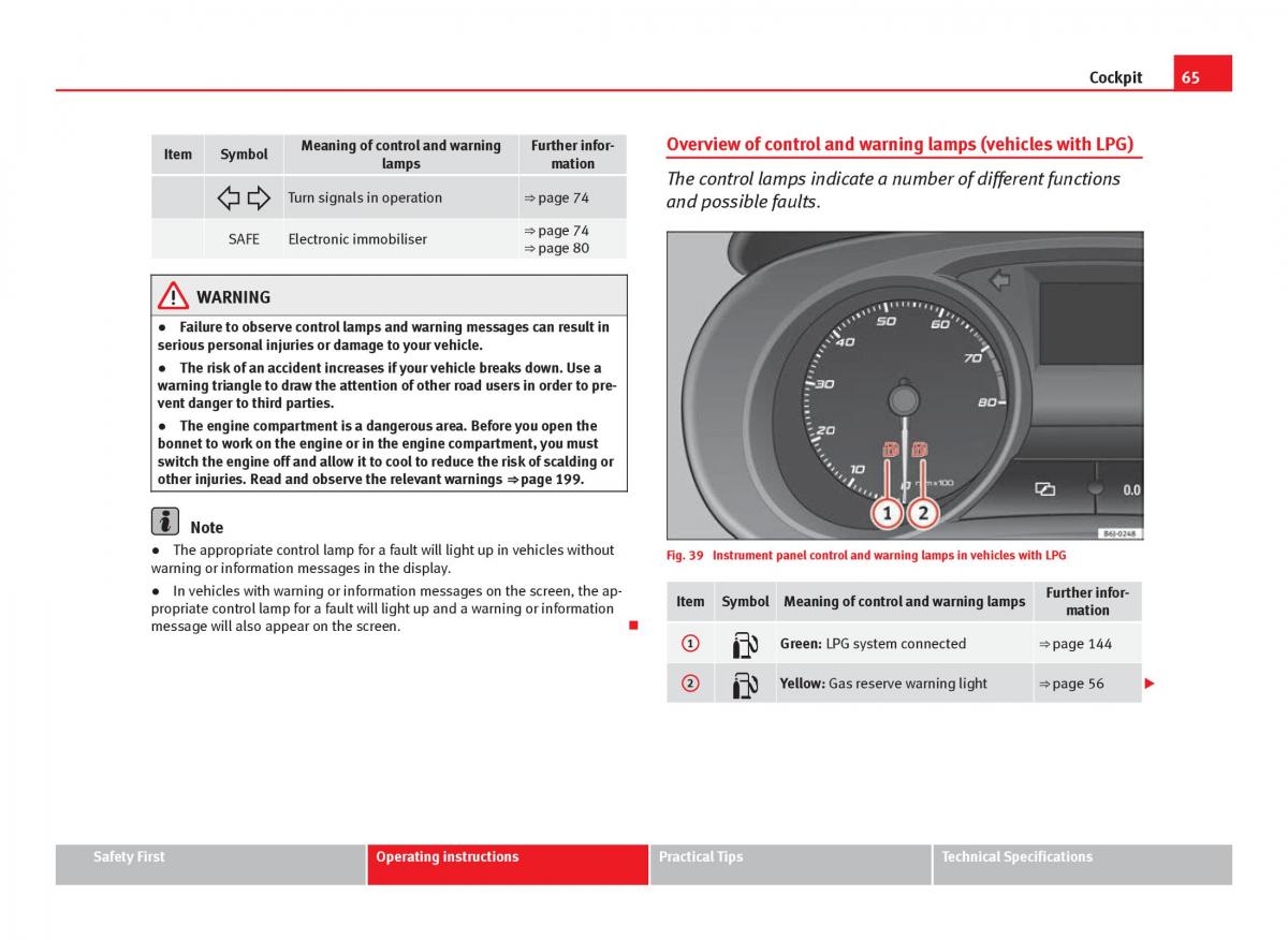 Seat Ibiza IV 4 owners manual / page 67