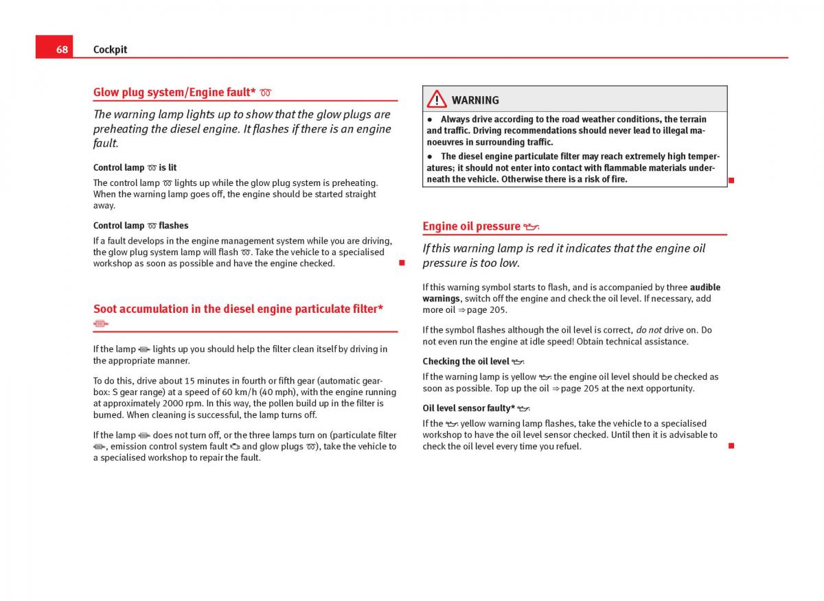 Seat Ibiza IV 4 owners manual / page 70