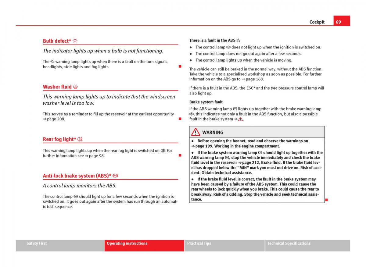 Seat Ibiza IV 4 owners manual / page 71