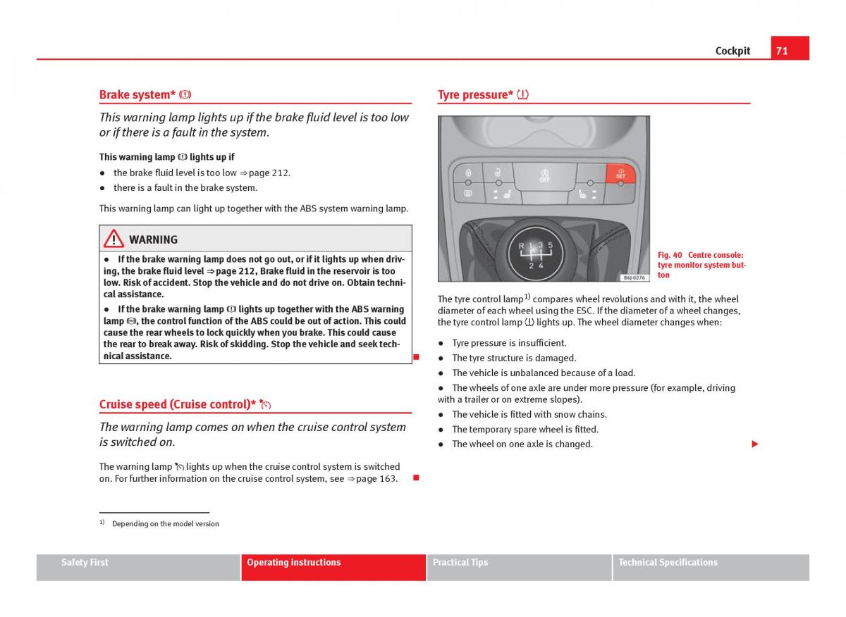 Seat Ibiza IV 4 owners manual / page 73