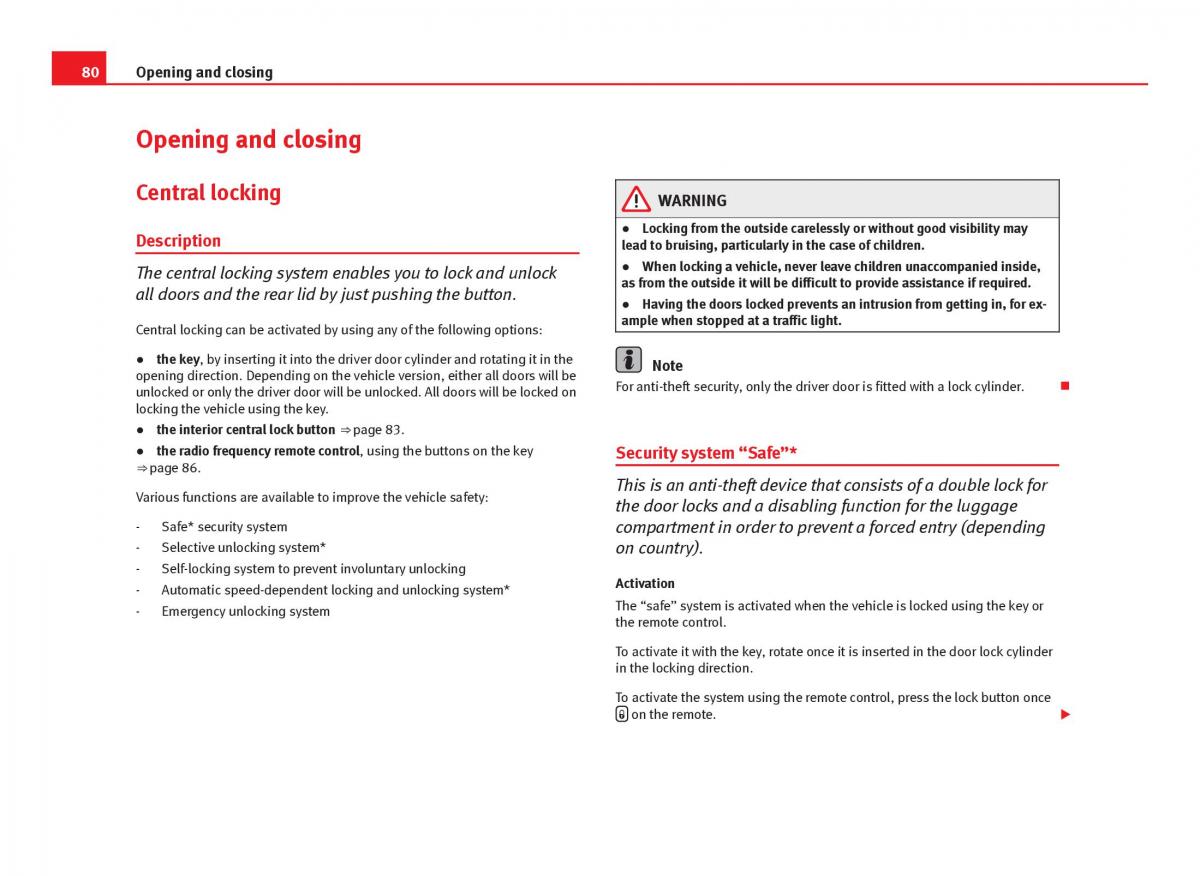 Seat Ibiza IV 4 owners manual / page 82