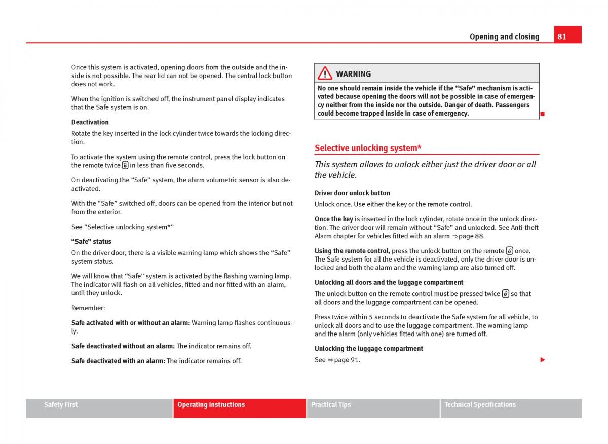 Seat Ibiza IV 4 owners manual / page 83