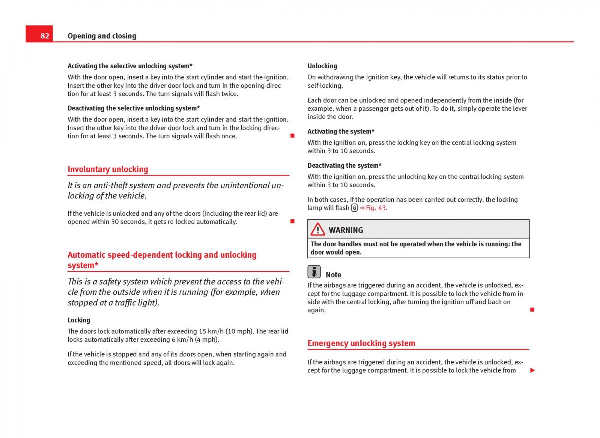 Seat Ibiza IV 4 owners manual / page 84