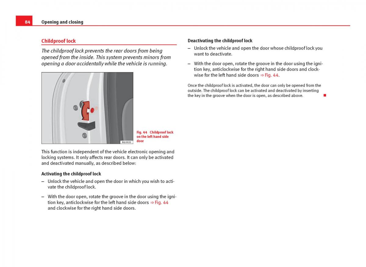 Seat Ibiza IV 4 owners manual / page 86