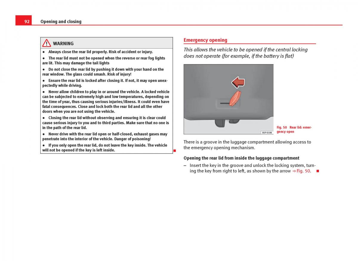 Seat Ibiza IV 4 owners manual / page 94