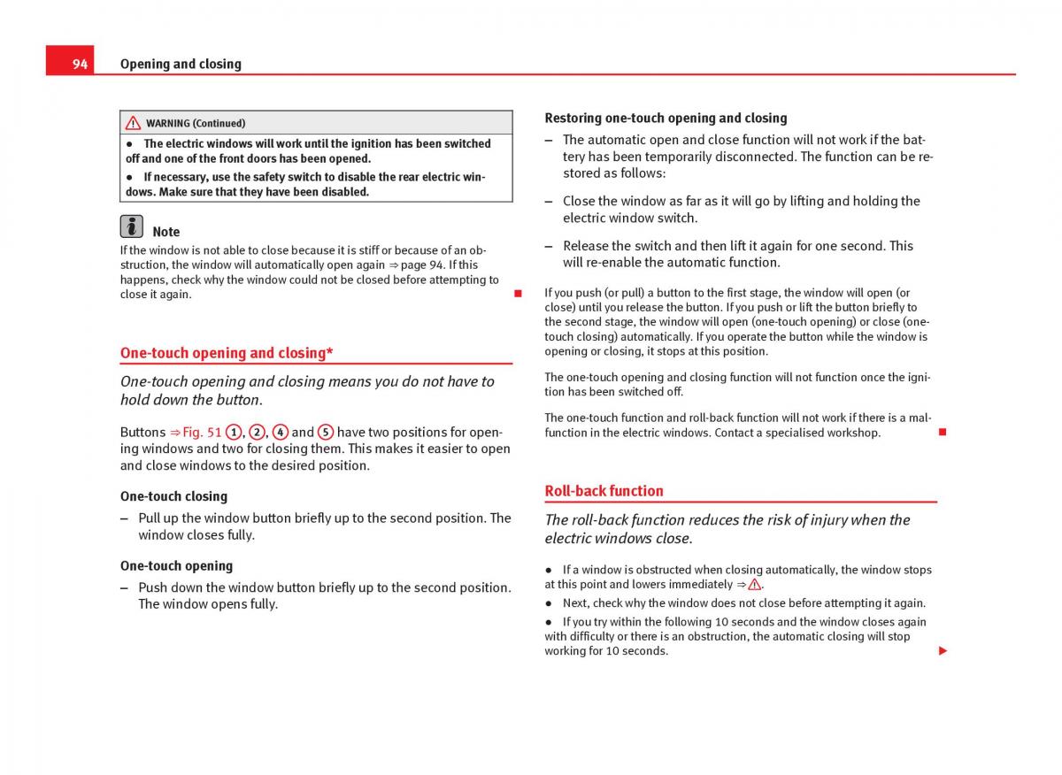 Seat Ibiza IV 4 owners manual / page 96