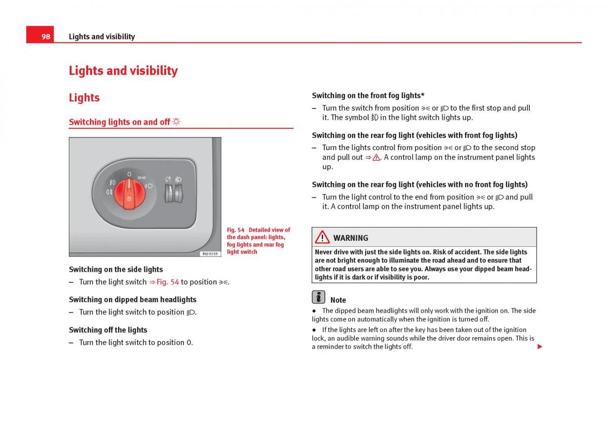 Seat Ibiza IV 4 owners manual / page 100