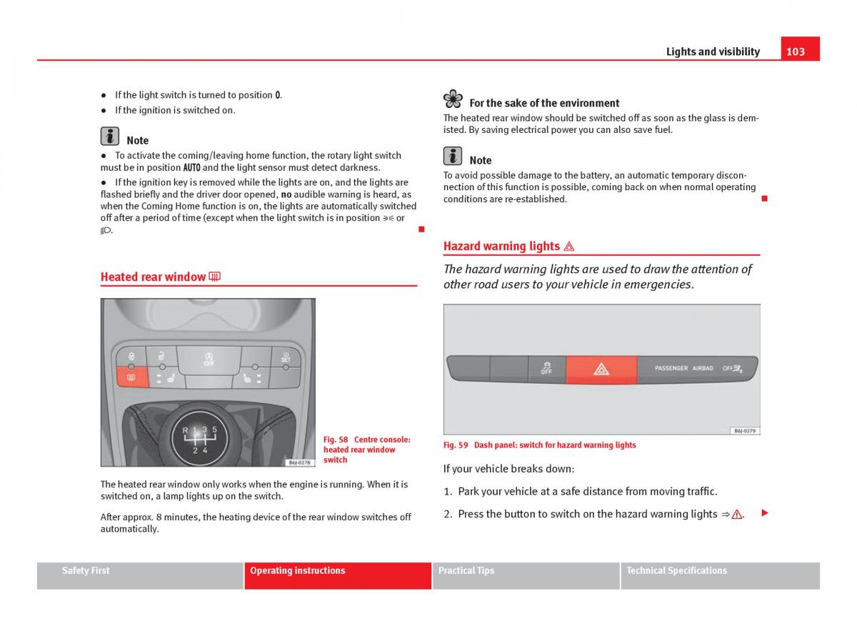 Seat Ibiza IV 4 owners manual / page 105