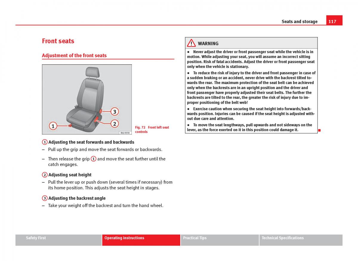 Seat Ibiza IV 4 owners manual / page 119