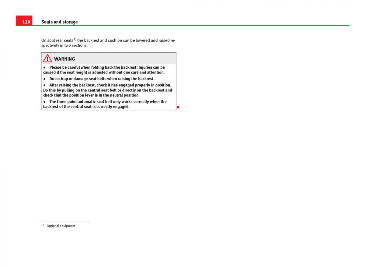 Seat Ibiza IV 4 owners manual / page 122