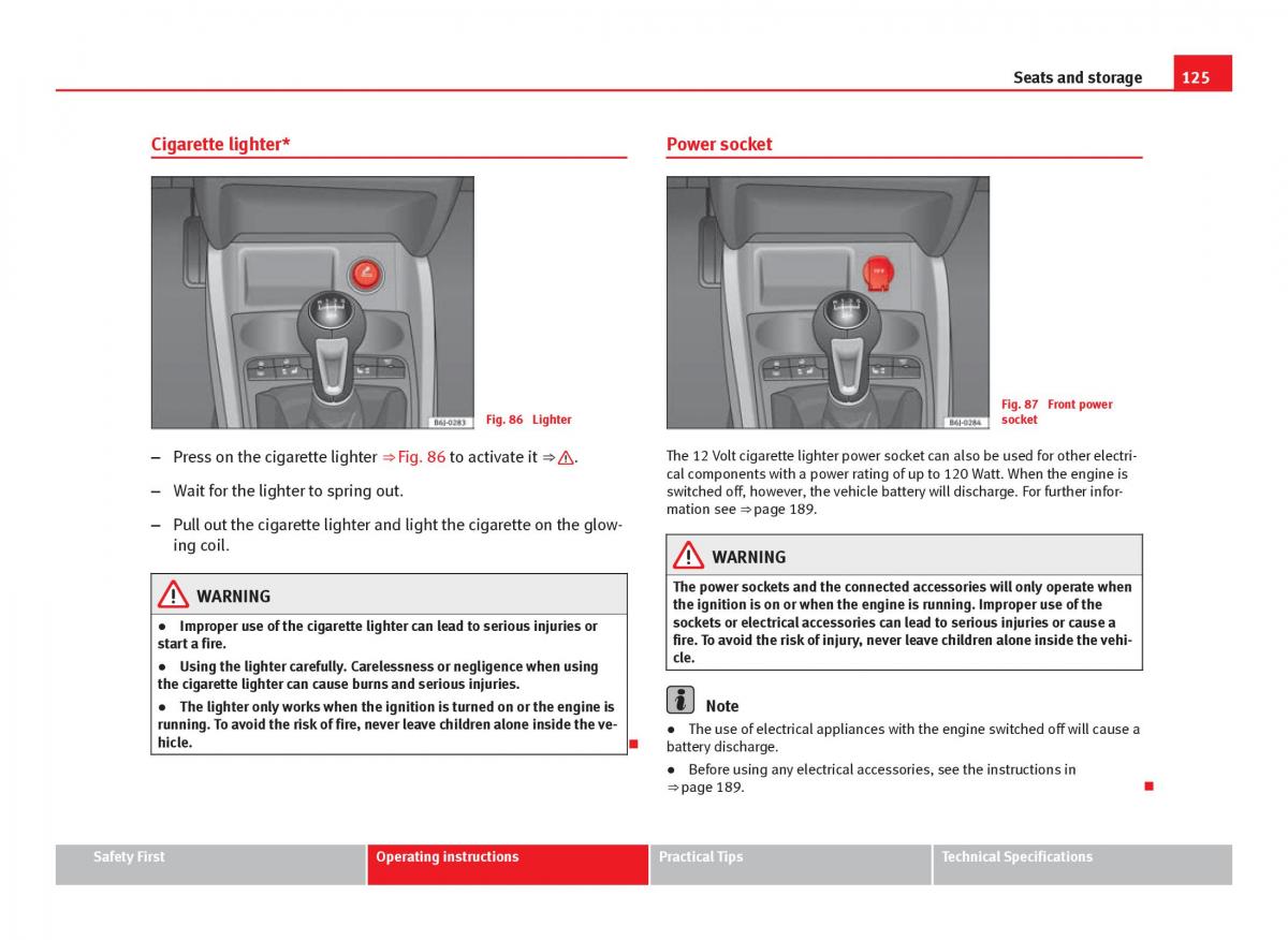 Seat Ibiza IV 4 owners manual / page 127