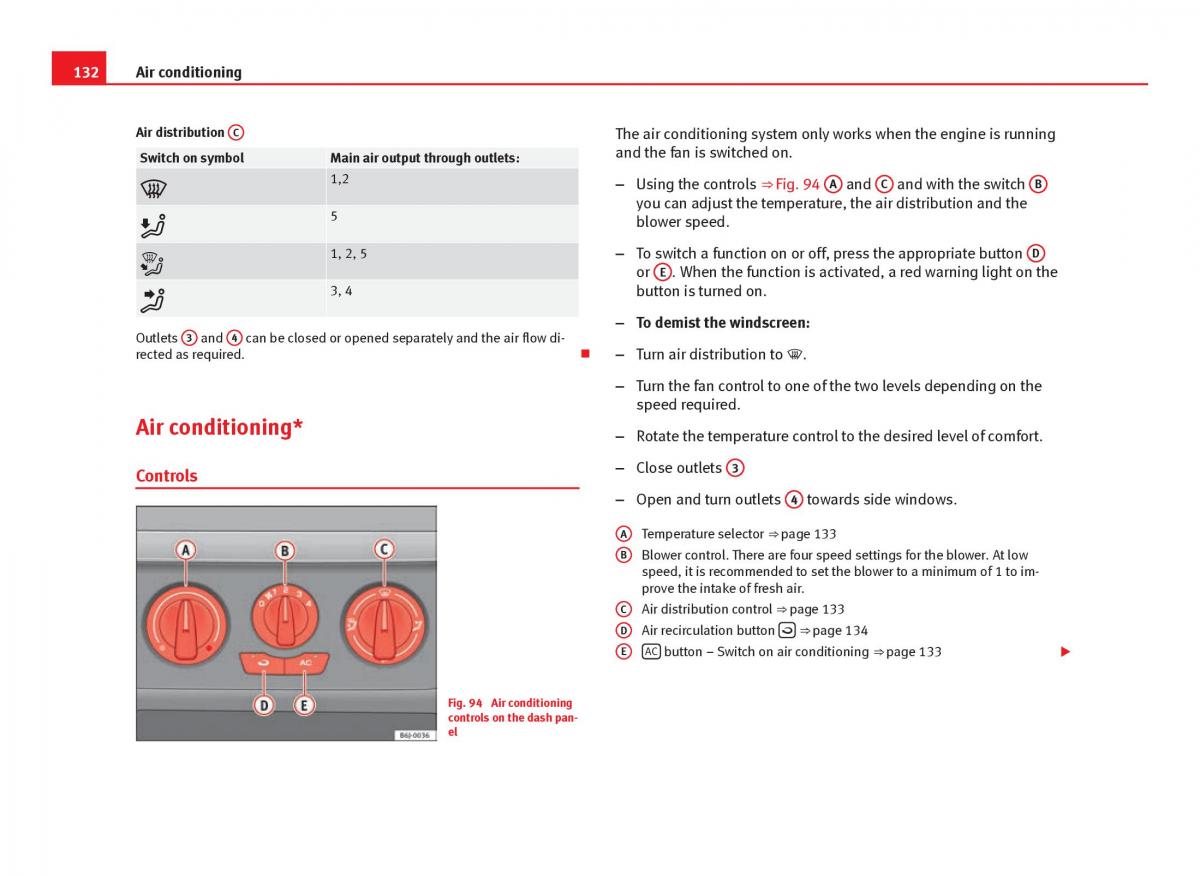 Seat Ibiza IV 4 owners manual / page 134