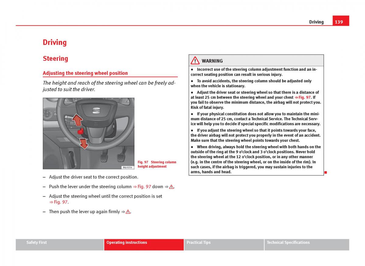 Seat Ibiza IV 4 owners manual / page 141