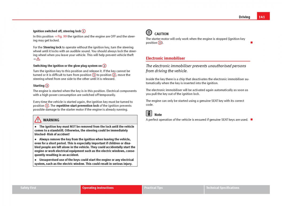 Seat Ibiza IV 4 owners manual / page 143