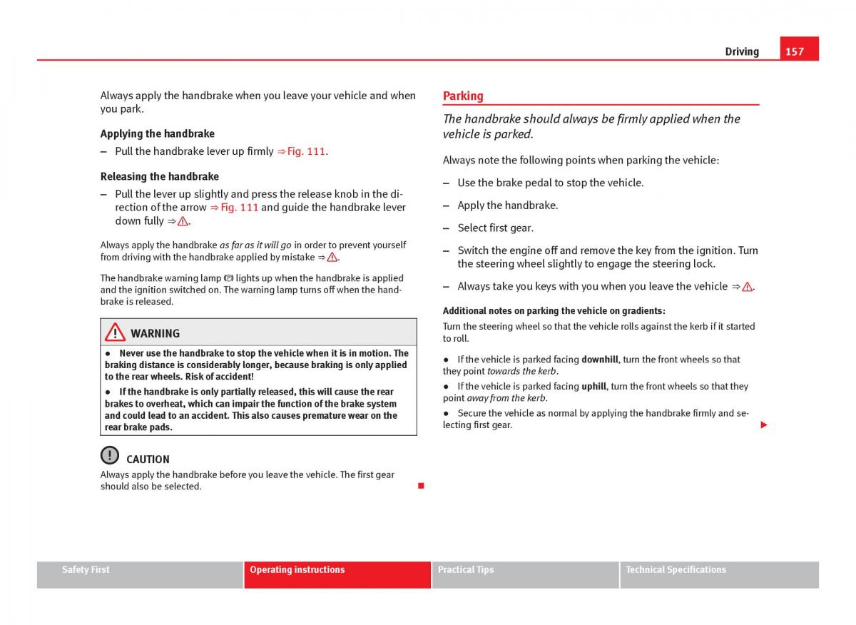 Seat Ibiza IV 4 owners manual / page 159