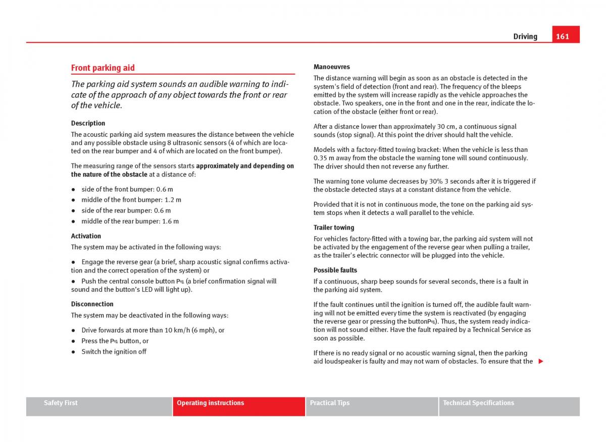 Seat Ibiza IV 4 owners manual / page 163