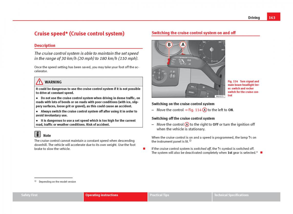 Seat Ibiza IV 4 owners manual / page 165