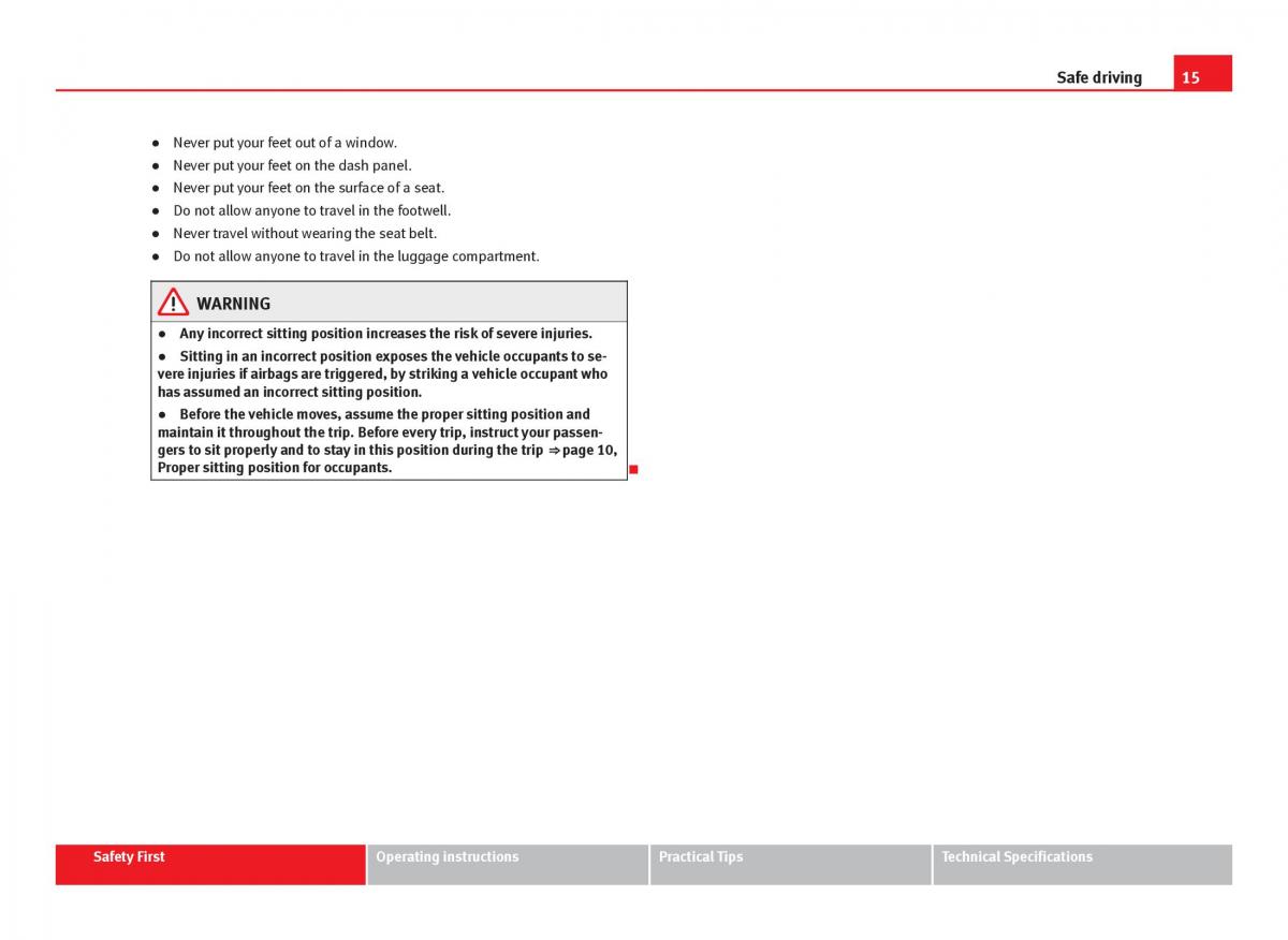 Seat Ibiza IV 4 owners manual / page 17