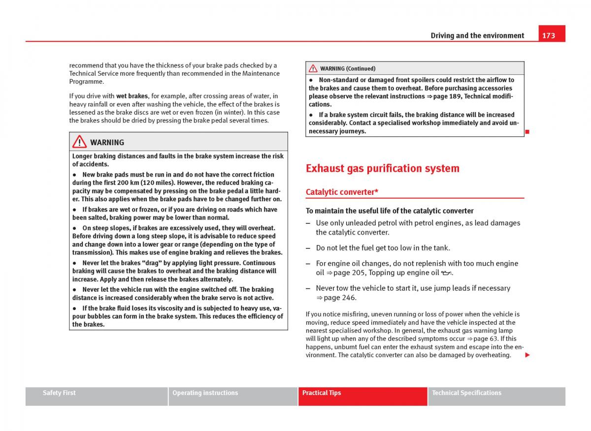 Seat Ibiza IV 4 owners manual / page 175