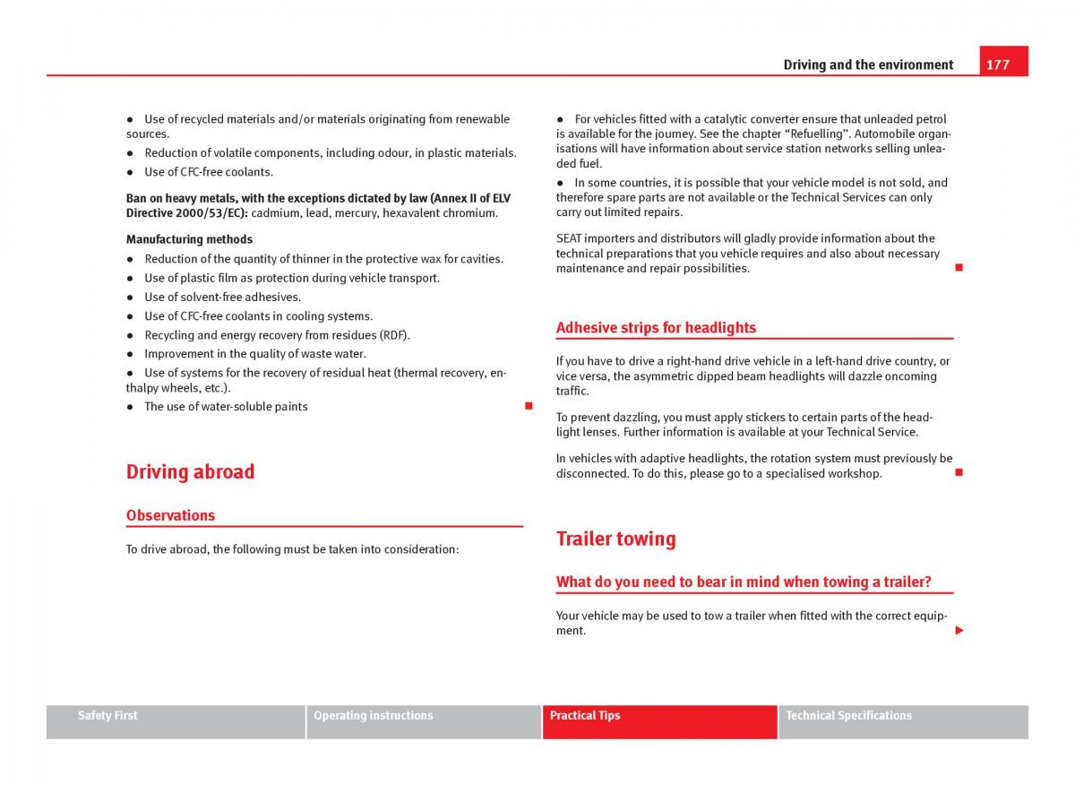 Seat Ibiza IV 4 owners manual / page 179