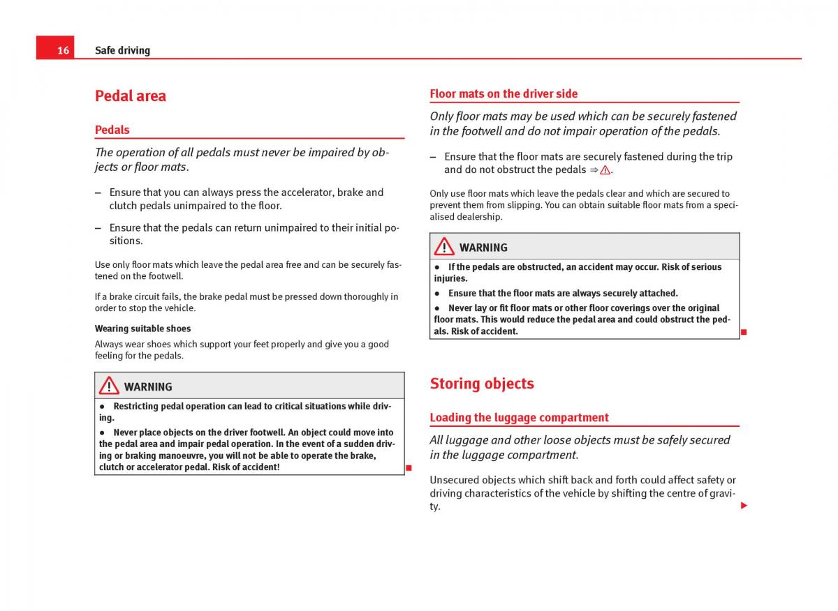 Seat Ibiza IV 4 owners manual / page 18