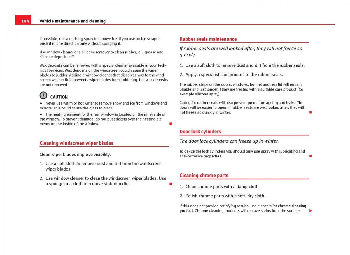 Seat Ibiza IV 4 owners manual / page 186