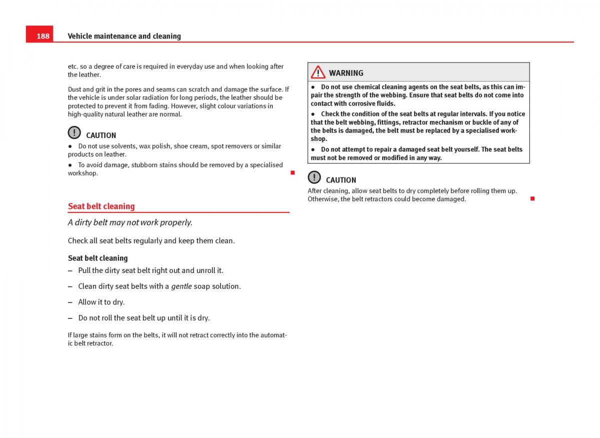 Seat Ibiza IV 4 owners manual / page 190