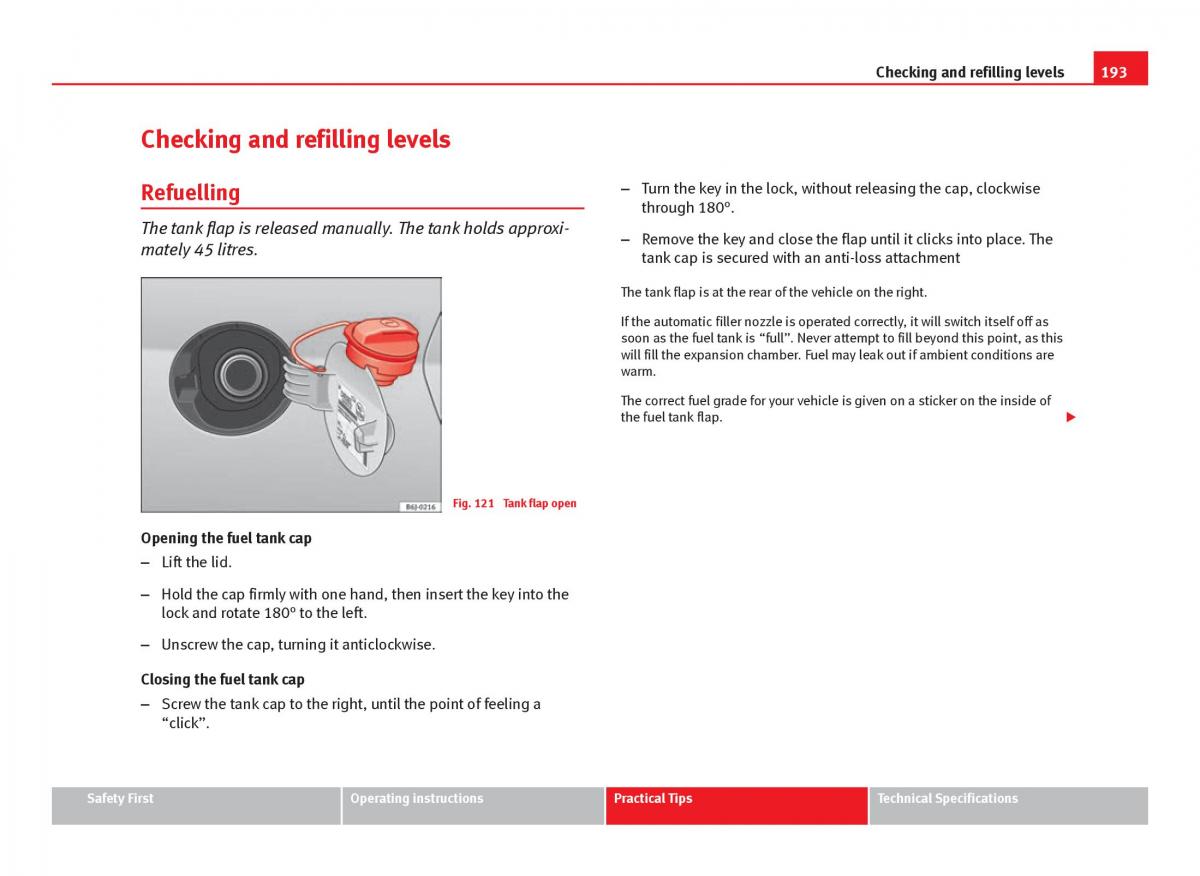 Seat Ibiza IV 4 owners manual / page 195