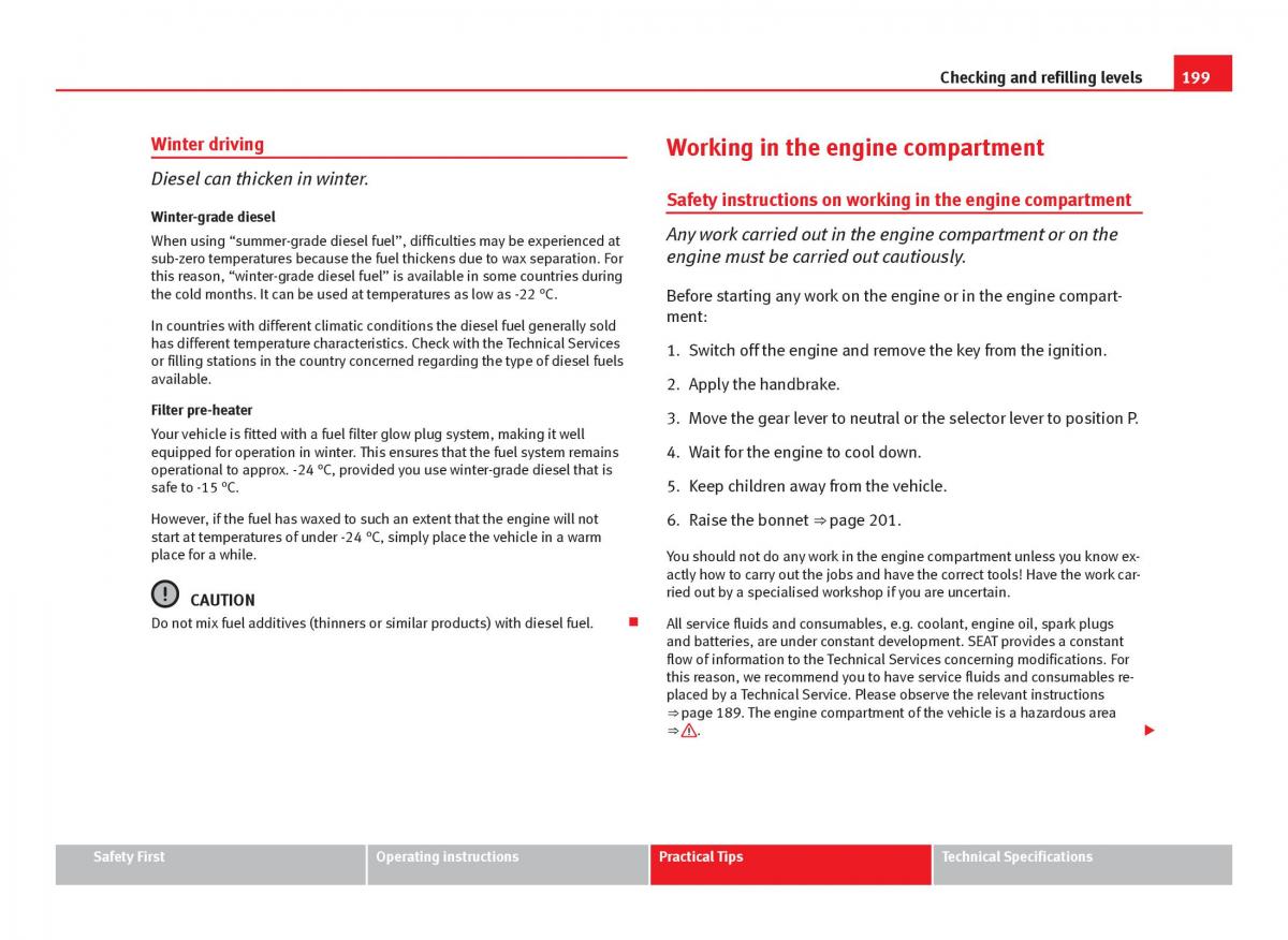 Seat Ibiza IV 4 owners manual / page 201