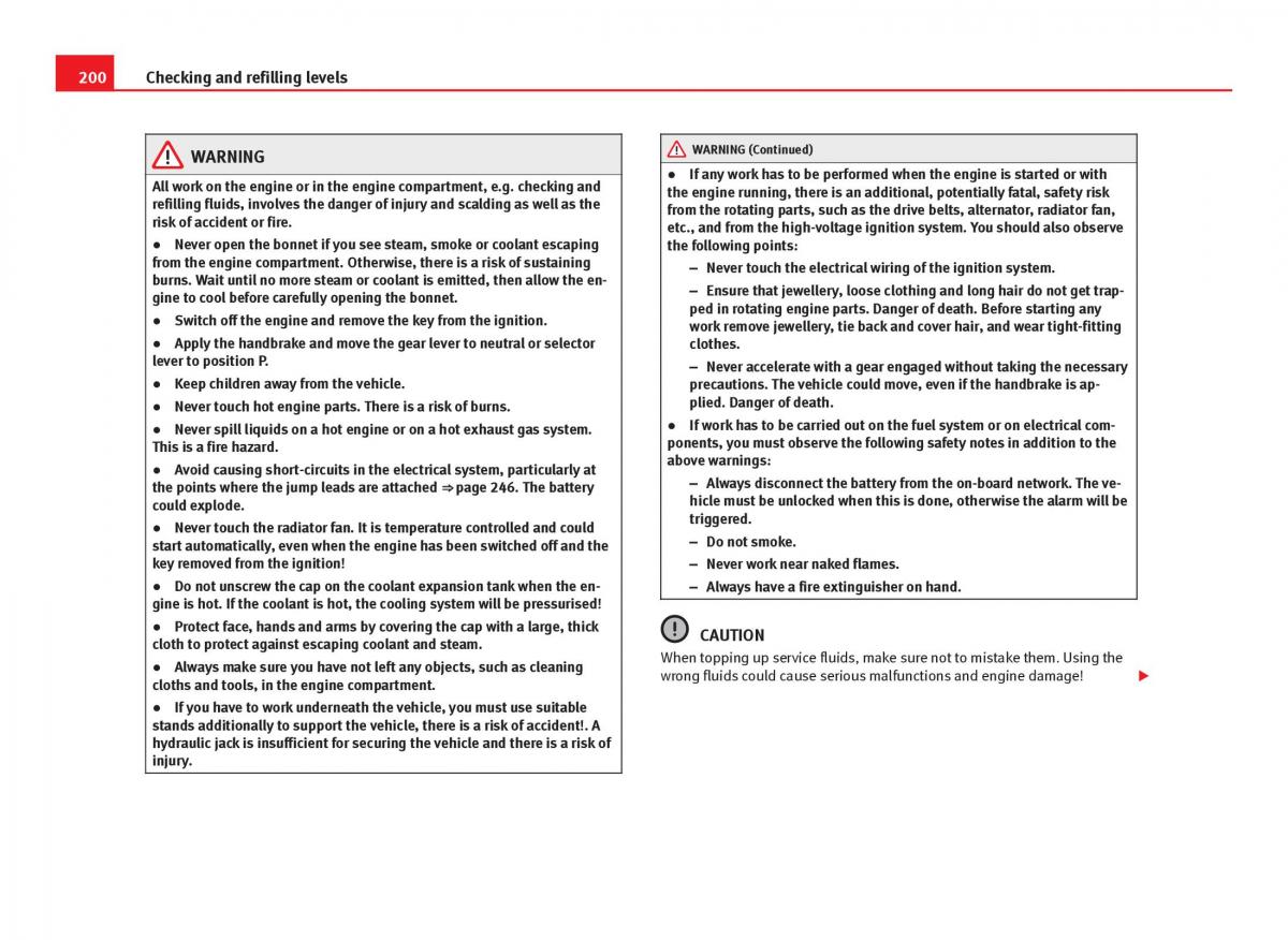 Seat Ibiza IV 4 owners manual / page 202