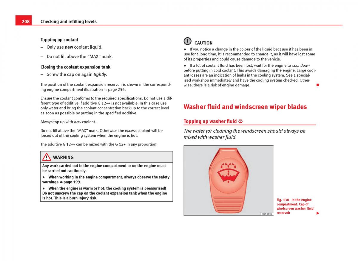 Seat Ibiza IV 4 owners manual / page 210