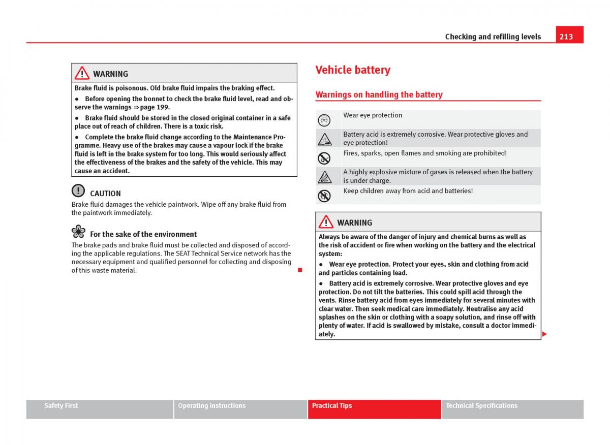 Seat Ibiza IV 4 owners manual / page 215