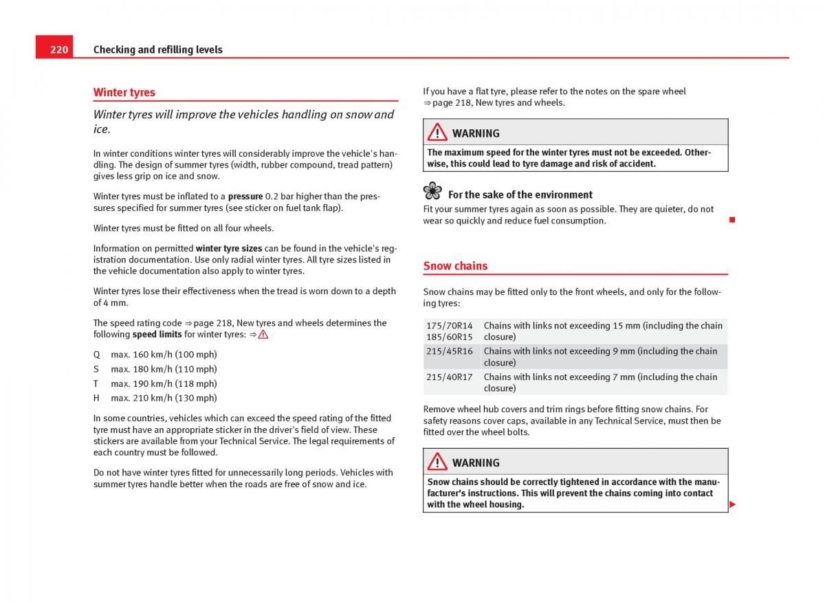 Seat Ibiza IV 4 owners manual / page 222