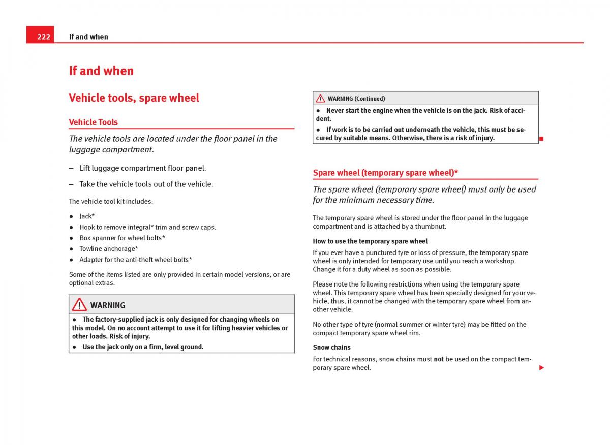 Seat Ibiza IV 4 owners manual / page 224