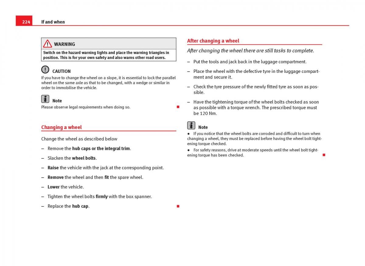 Seat Ibiza IV 4 owners manual / page 226