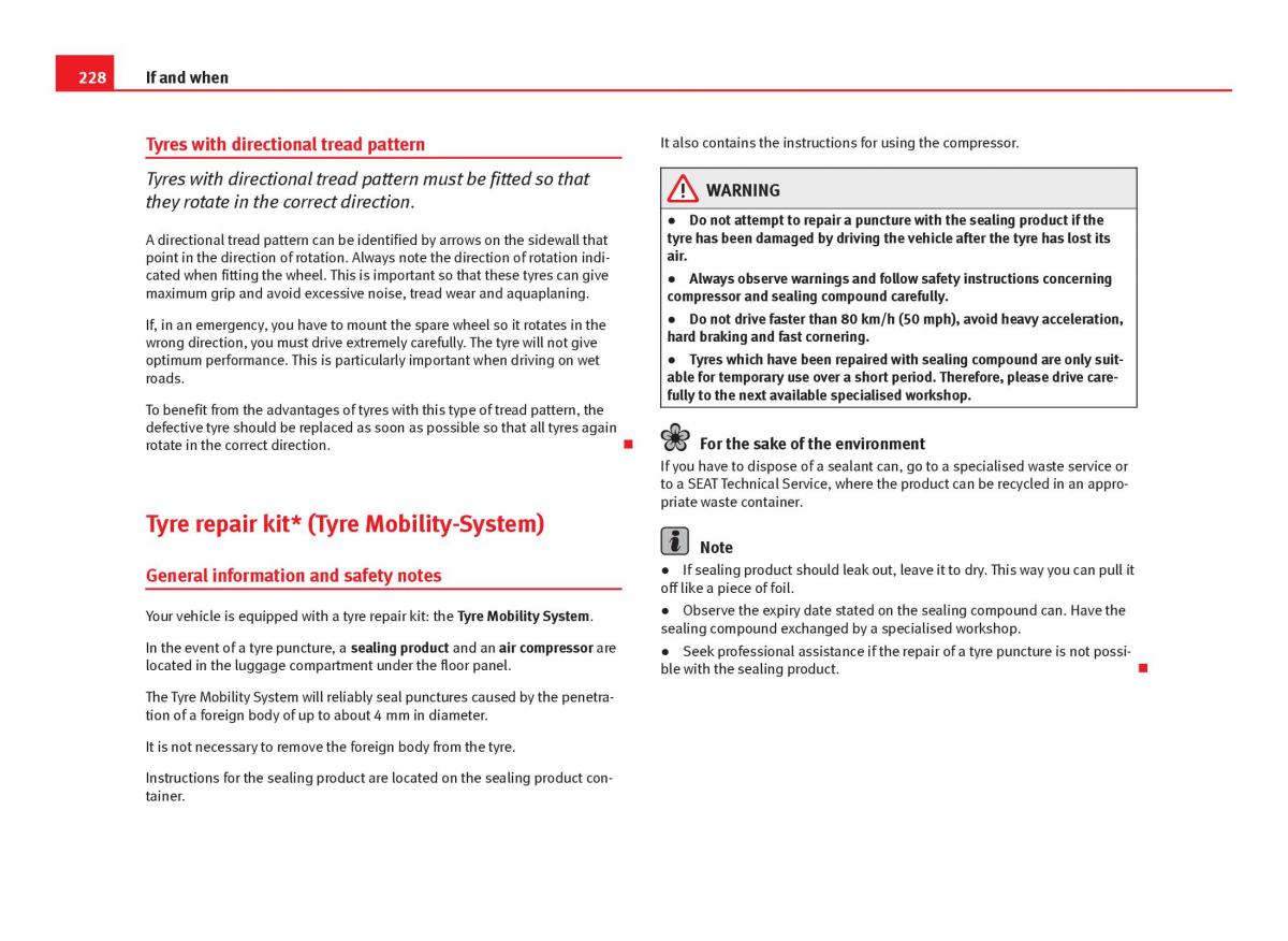 Seat Ibiza IV 4 owners manual / page 230