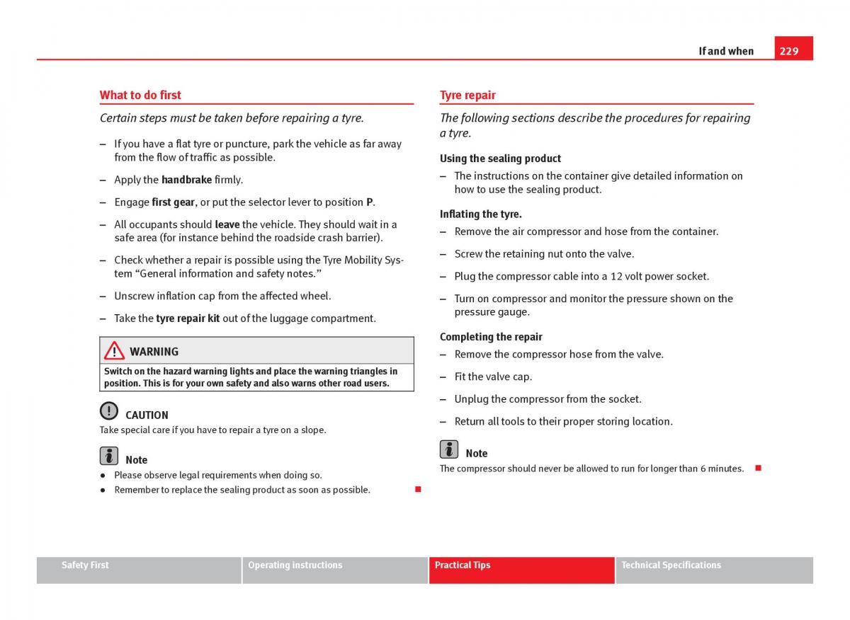 Seat Ibiza IV 4 owners manual / page 231