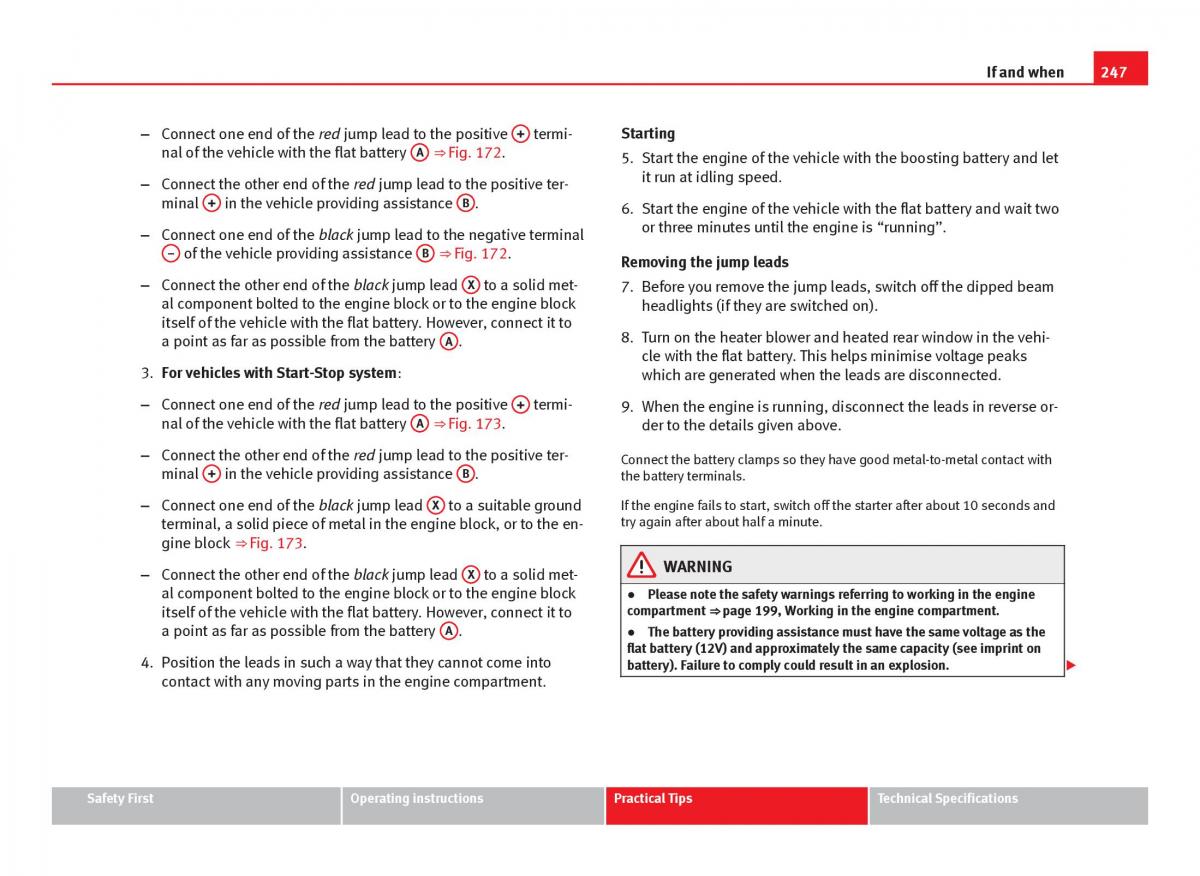 Seat Ibiza IV 4 owners manual / page 249