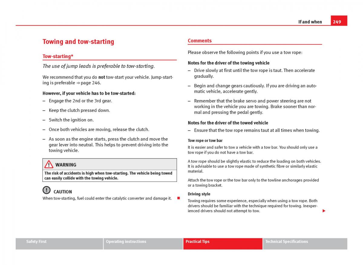 Seat Ibiza IV 4 owners manual / page 251