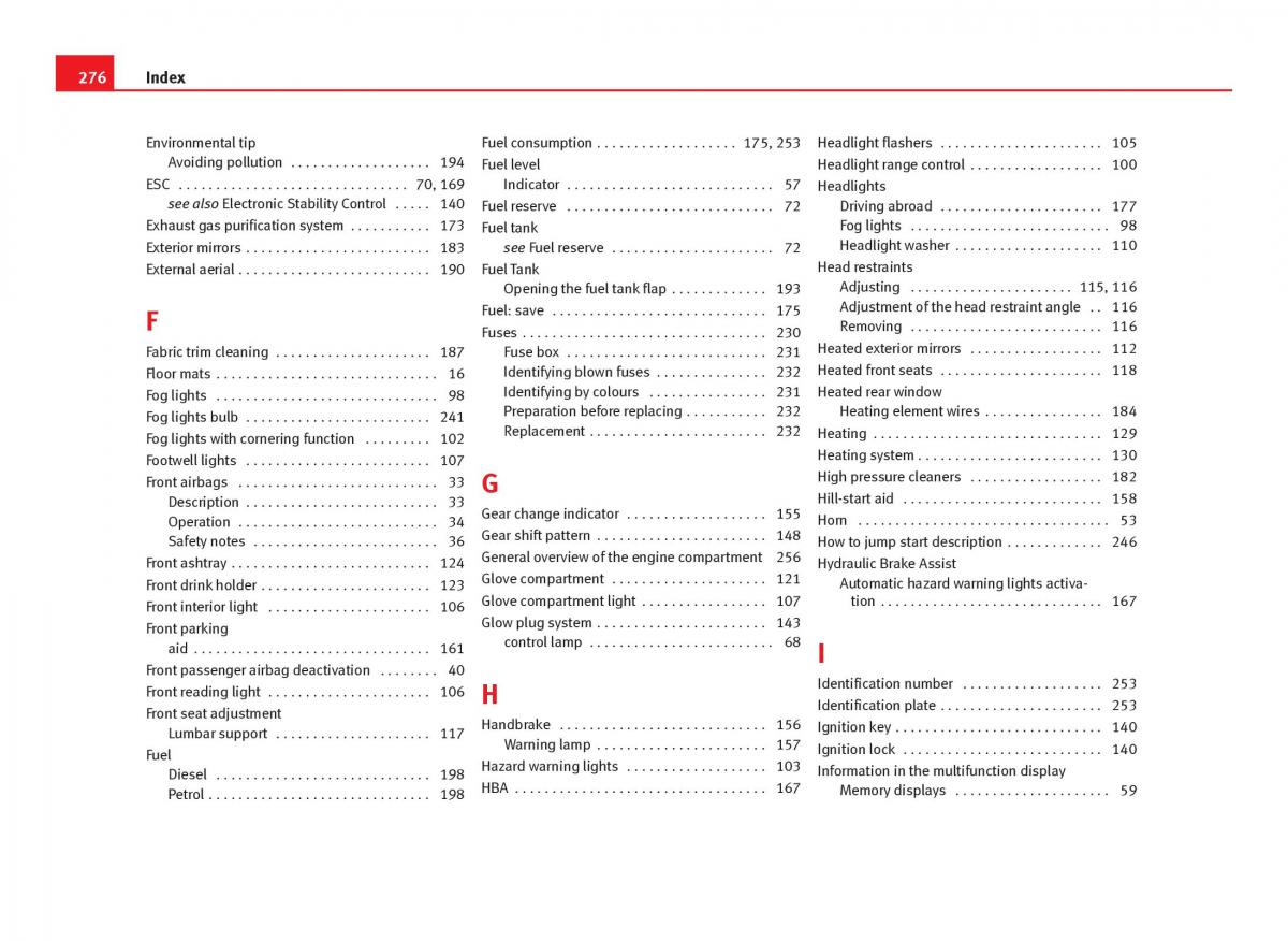 Seat Ibiza IV 4 owners manual / page 278