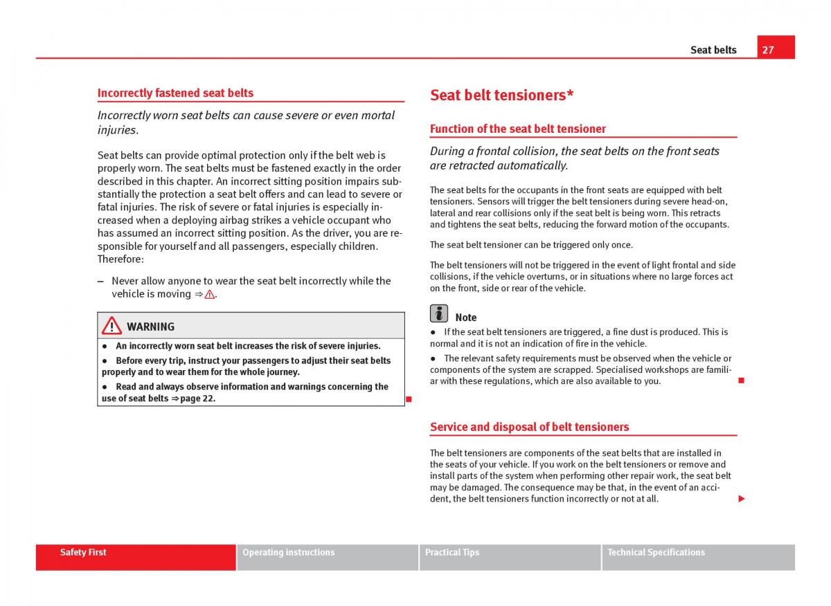 Seat Ibiza IV 4 owners manual / page 29