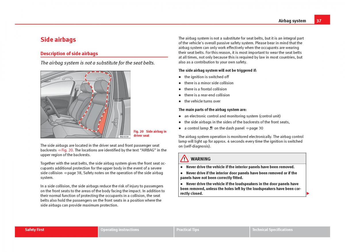 Seat Ibiza IV 4 owners manual / page 39