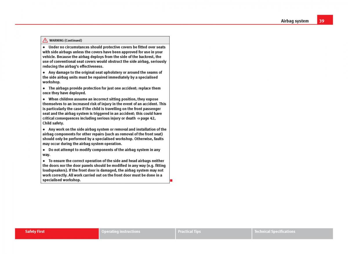 Seat Ibiza IV 4 owners manual / page 41